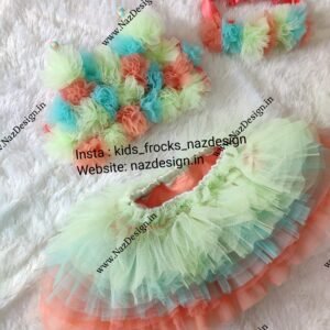Multi colour skirt frock with Hair Band Item : NZD-002 - Image 1