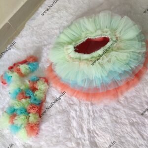 Multi colour skirt frock with Hair Band Item : NZD-002 - Image 3