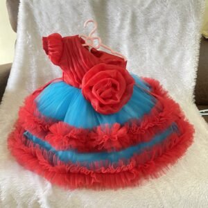 Red flower one shoulder with blue combination : NZD-0016 - Image 3