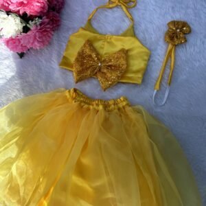 Baby Girls Party(Festive) Top Skirt  (Yellow) : NZD-0033 - Image 2