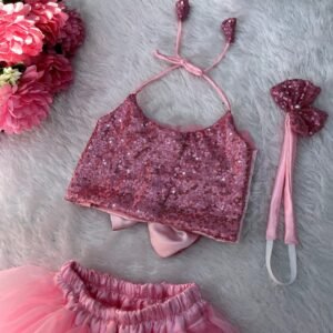 Baby Girls Party(Festive) Top Skirt  (Pink) : NZD-0032 - Image 3