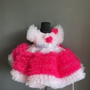 Baby pink & Red colour frock collection : NZD-00106 - Image 1