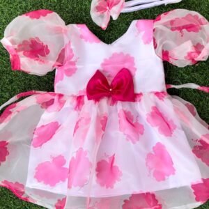 White colour Party wear frock collection |Birthday wear frock : NZD-0010169 - Image 1