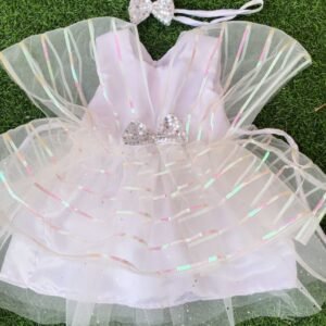 White colour Party wear frock collection |Birthday wear frock : NZD-0010159 - Image 1