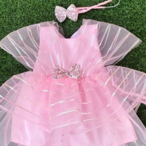 Pink colour Party wear frock collection |Birthday wear frock : NZD-0010163 - Image 1