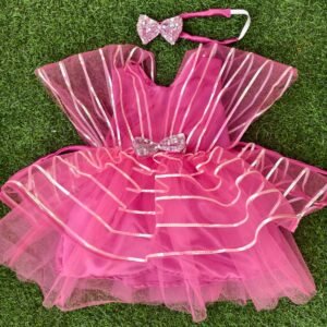 Onion colour Party wear frock collection |Birthday wear frock : NZD-0010161 - Image 1