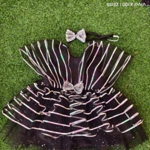 Black colour Party wear frock collection |Birthday wear frock : NZD-0010160 - Image 1