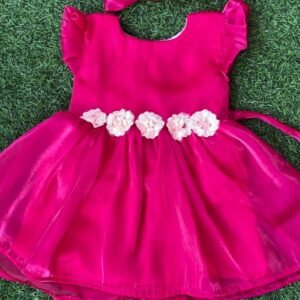 Magenta colour Jimmy choo fabric frocks for girls : NZD- 0010146 - Image 1