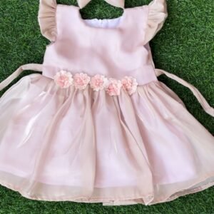 Beige colour Jimmy choo fabric frocks for girls : NZD- 0010145 - Image 1