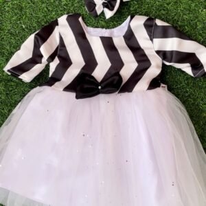 Black & white colour Party wear frock collection |Birthday wear frock : NZD-0010152 - Image 1