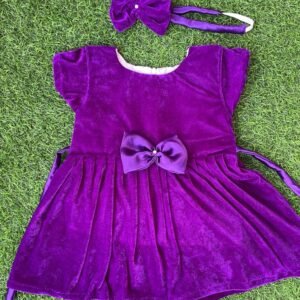 Purple colour velvet Party wear frock Nazdesign collection beautiful baby frock | Birthday wear frock : NZD-0010202 - Image 1