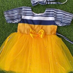 Yellow colour Party wear frock collection |Birthday wear frock : NZD-0010172 - Image 1