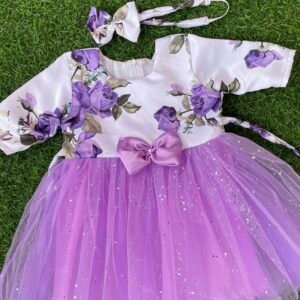 Purple colour Party wear frock collection |Birthday wear frock : NZD-0010173 - Image 1