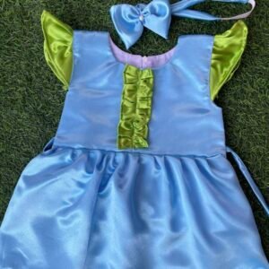 Blue colour Satin Party wear frock Nazdesign collection beautiful baby frock | Birthday wear frock : NZD-0010189 - Image 1
