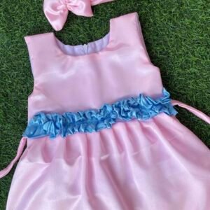 Pink colour Satin Party wear frock Nazdesign collection beautiful baby frock | Birthday wear frock : NZD-0010190 - Image 1