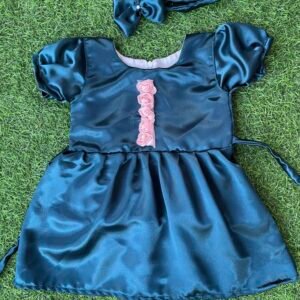 Blue colour Satin Party wear frock Nazdesign collection beautiful baby frock | Birthday wear frock : NZD-0010191 - Image 1