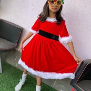 Santa Claus Christmas Frock Dress For Girls , Nazdesign Frocks Party wear frock collection |Birthday wear frock : NZD-0010170 - Image 3
