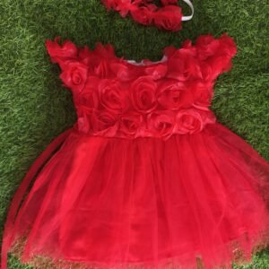 Red flower frock |Birthday wear | Party wear frock : NZD-0010211 - Image 1