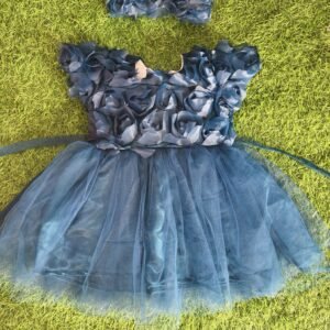 Blue flower frock  |Birthday wear | Party wear frock : NZD-0010216 - Image 1
