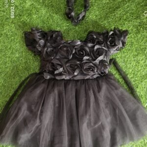 Black flower frock  |Birthday wear | Party wear frock : NZD-0010213 - Image 1