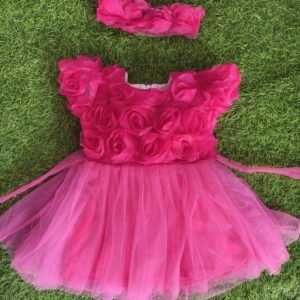 Pink flower frock  |Birthday wear | Party wear frock : NZD-0010215 - Image 1