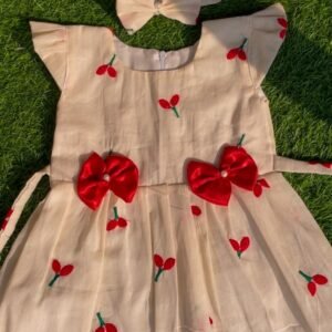 Kora cotton with cherry frocks for girls Nazdesign : NZD-0010218 - Image 1