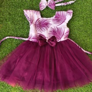 Wine colour Party wear frock collection |Birthday wear frock : NZD-0010227 - Image 1