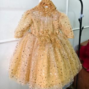 Golden colour designer Partywear Frock collection: NZD-BF-0001001 - Image 2