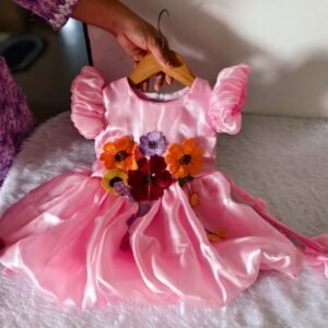 Baby pink colour Party wear design frock collection |Birthday wear frock : NZD-0010302 - Image 3
