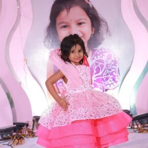 Baby pink and barbie colour combination designer Partywear Frock collection: NZD-BD-0001004 - Image 3